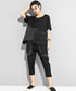 Asymmetric Stripe Panel Pocket Top